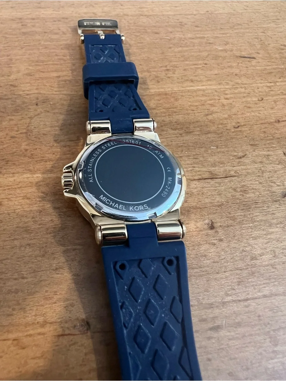 Michael Kors Gold Cased Stainless Steel Watch With Navy Strap
